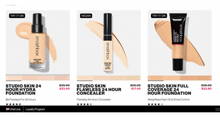 Smashbox Cosmetics 粉底遮瑕低至6折热卖。
