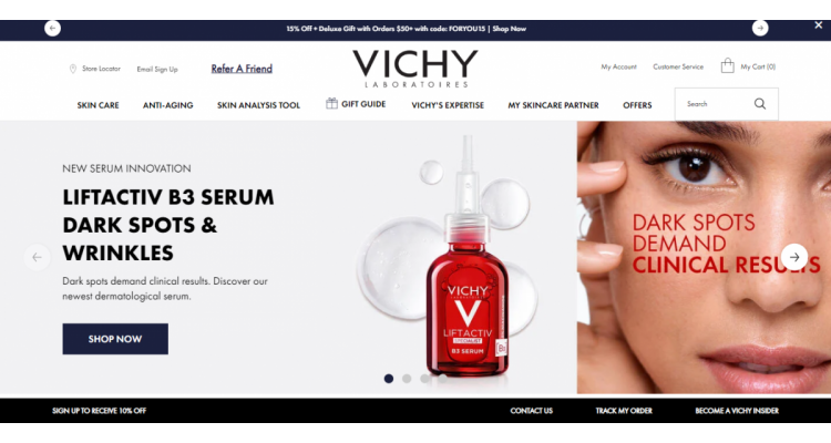 Vichy官网 护肤订单满$50享8.5折