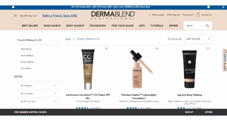 Dermablend满$65减$15, 满$80减$20