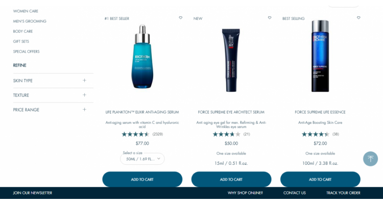 Biotherm官网全场护肤无门槛6.5折热卖