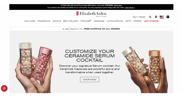 Elizabeth Arden$125享7.5折+送9件礼