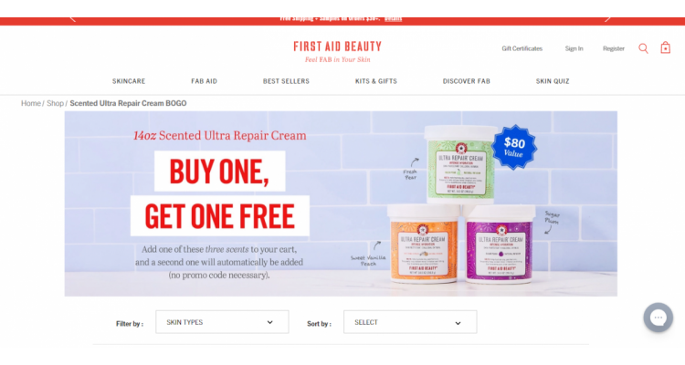 First Aid Beauty 修复面霜买1送1热卖