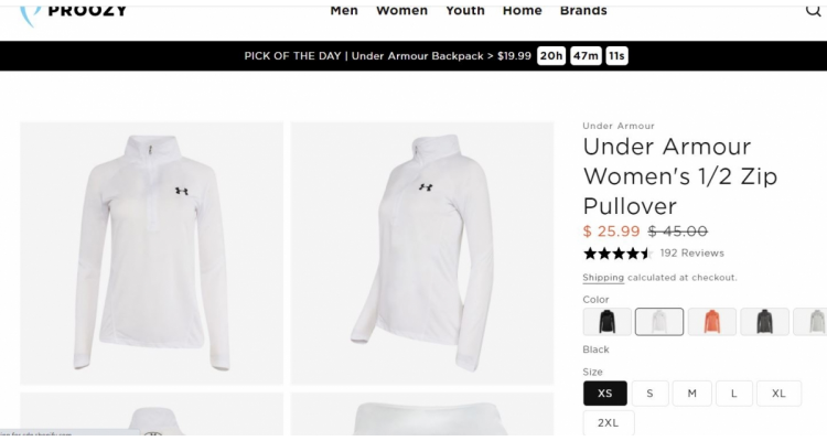 2 件 UA 半拉链套头衫 $38