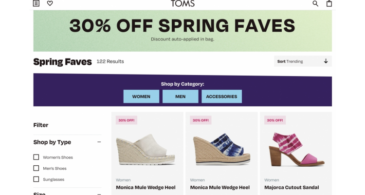 TOMS精选30% off