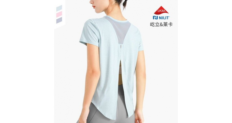 运动T恤瑜伽服罩衫女宽松网孔冰凉透气速干衣健身衣
