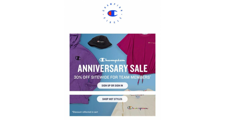 Champion US 周年7折优惠
