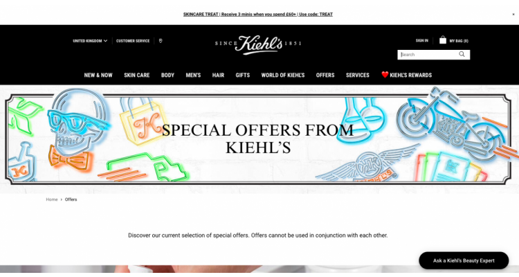 英国Kiehls官网买3送1