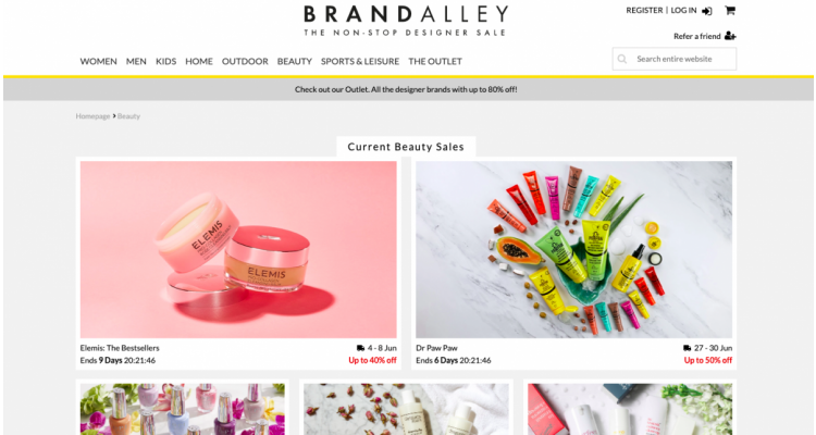 Brandalley美妆品牌减价