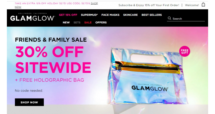 Glamglow美国官网全单7折+送 化妆袋