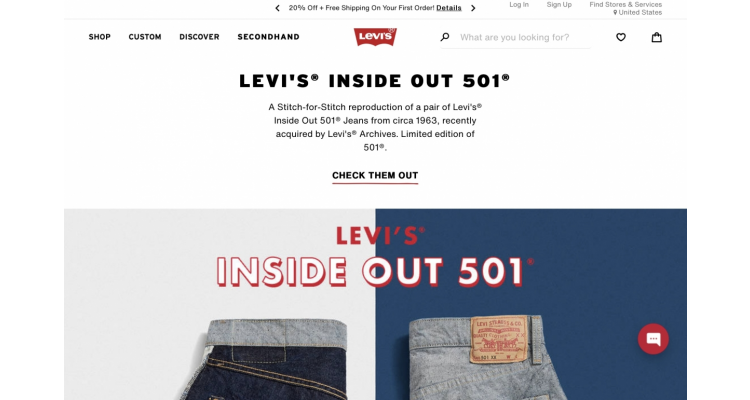 Levi’s 会员20%off