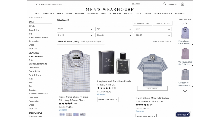 男装70%off