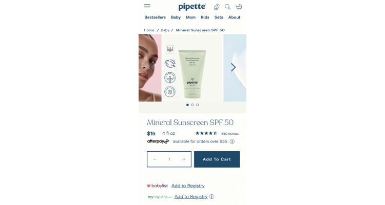Pipette 防晒霜买1送1