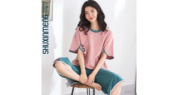 夏季女士睡衣甜美少女短袖宽松春秋家居服薄款套装韩版