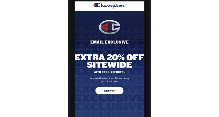 美国品牌 Champion 8折优惠