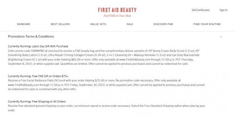 FIRST AID BEAUTY美国官网满额送