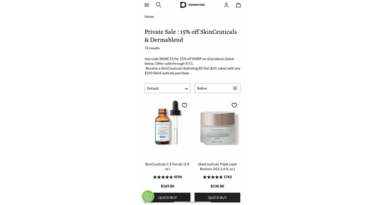 SkinCeuticals无门槛8.5折