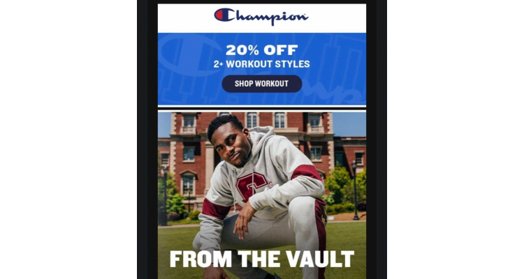 Champion US 两件以上健身款式八折