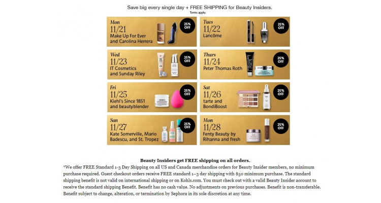 Sephora美国官网指定品牌25% OFF