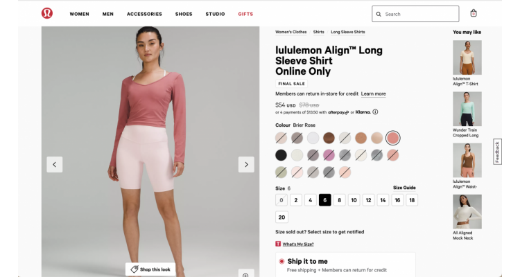 Lululemon最舒服瑜珈衫减价