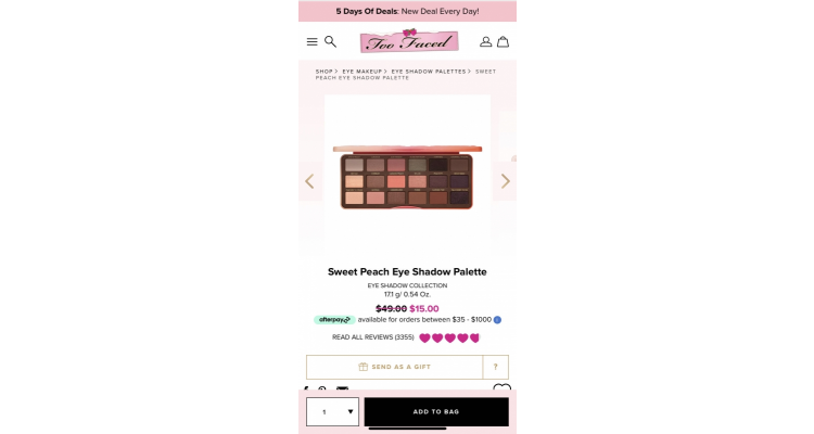 Too Faced 蜜桃眼影盘特价