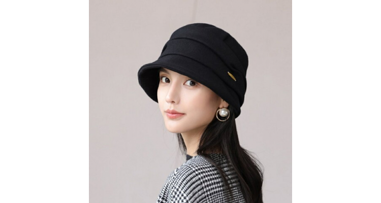 渔夫帽毛呢盆帽-纯色羊毛加绒褶皱女帽子