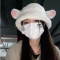 白色小羊帽子冬季女可爱绵羊帽羊羔毛绒