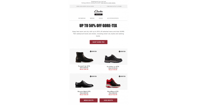 英国 Clarks Outlet GORE‑TEX 鞋款低至五折