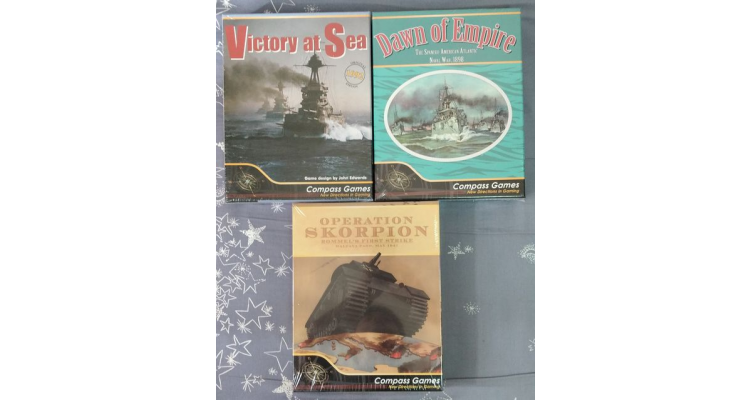 美国Compass Games-战棋「Victory at Sea」、「Dawn of Empire」及「Operation Skorpion」三套